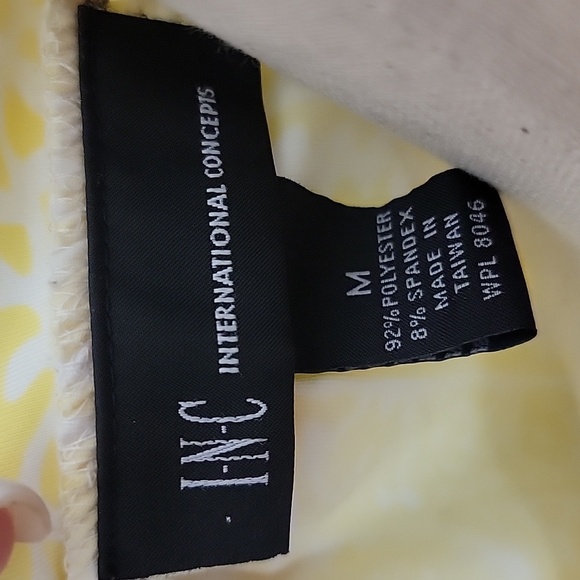 INC One Shoulder Yellow and White Top - Picture 7 of 9